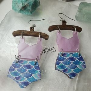 Mermaid scale bikini laser cut earrings